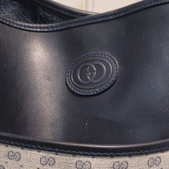 GUCCI MICRO GG**LARGE TOTE/SHOULDER BAG** NAVY - Picture 5 of 16
